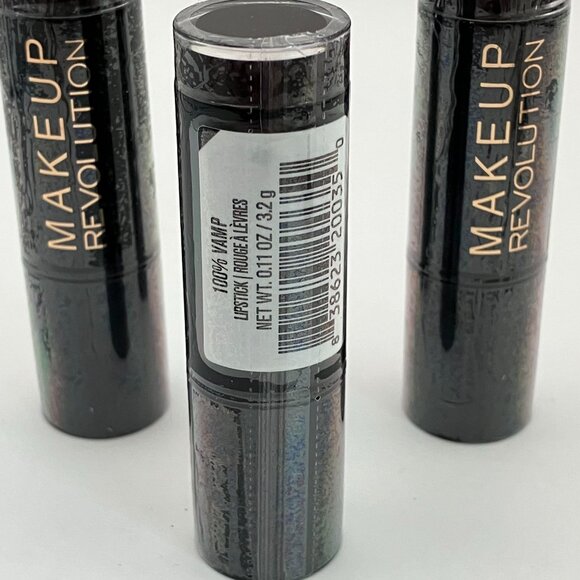 Makeup Revolution Amazing Lipstick 100% Vamp Rouge A Levres Pack Of 3 - Picture 3 of 4